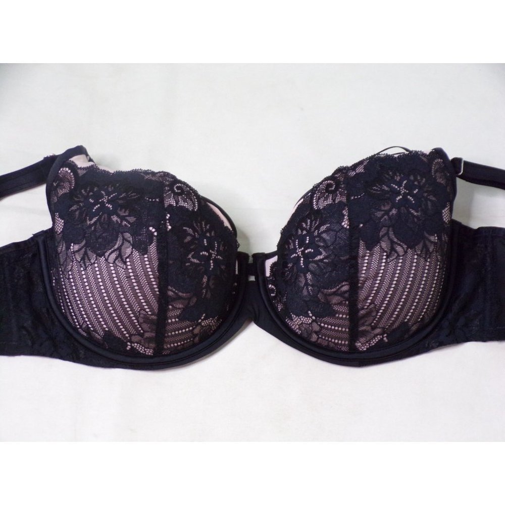 CURVY COUTURE Full Figure Tulip Strappy Lace Push-Up Bra Black 42C #1267 NEW $64 - Picture 6 of 9